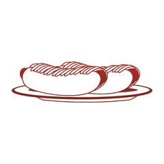 Hot dogs on dish red lines