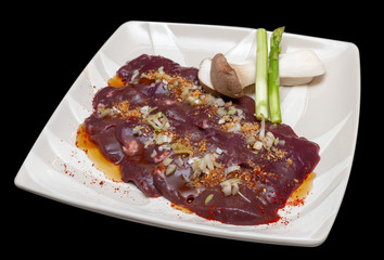 Japanese beef liver yakiniku menu.