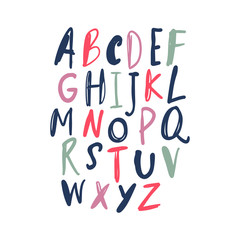 English vector nursery alphabet. Lettering, isolated letters