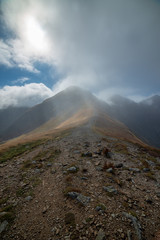 walking above clouds in slovakian Tatra mountains
