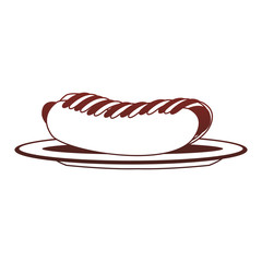 Hot dog on dish red lines