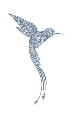 recommend clip art: Stylized, monochrome hummingbird silhouette.