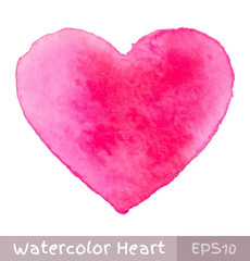 Pink Purple Watercolor Heart. Vector illustration.