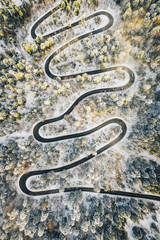 Extreme curvy road in the Alps