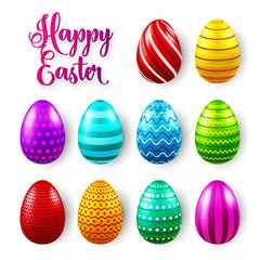 Easter eggs colored set. Spring holidays in April. Gift. Seasonal celebration.Egg hunt Sunday.