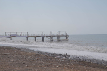 Almost uninhabited beach of Batumi before the rain