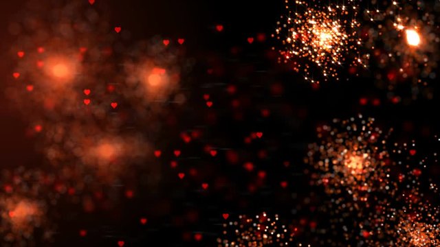 Holiday bright shining background with holiday red sparcles in space. Looped 4K motion graphic.