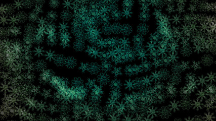 Abstract background with a variety of colorful snowflakes. Big and small.