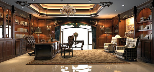 3d render post modern office