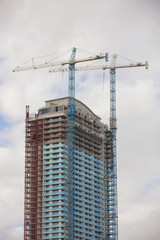 Tower construction with cranes