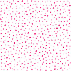 Vector Valentines day seamless pattern with pink small soft hearts isolated on white background.  Design backdrop for Wedding Invitation Card. Vector illustration EPS10