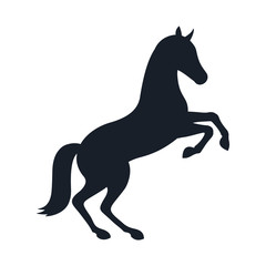 silhouette of a horse on its hind legs, vector illustration.