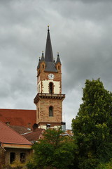 Fototapeta na wymiar Bistrita,Romania- Evangelical Church Tower