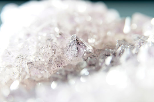 Quartz also called deep quartz photographed in studio in front of black background in Marco mode 