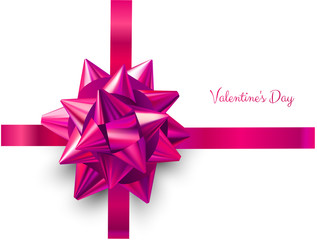 Happy St. Valentine's Day card with 3d pink satin bow.