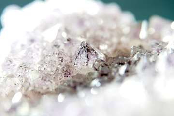 Quartz also called deep quartz photographed in studio in front of black background in Marco mode 