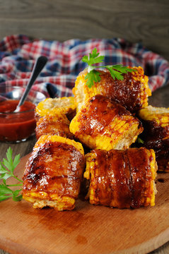 Grilled Corn Wrapped In Bacon