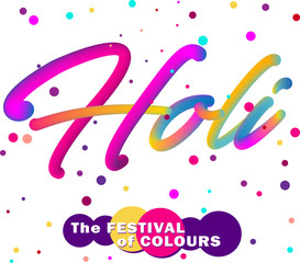 Greeting banner with colored dots for Holi festival