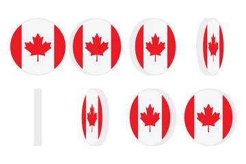 Canada flag round icon spinning. Animation sprite sheet. Isolated on white background