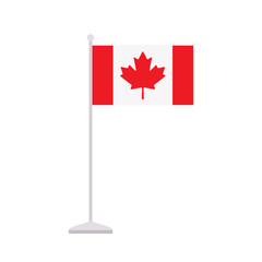 Fototapeta na wymiar Canadian table flag on stand isolated on white background