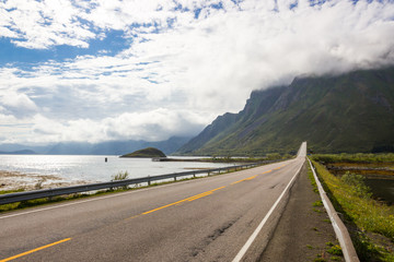 bridge over the fjord on Lofoten islands in Norway