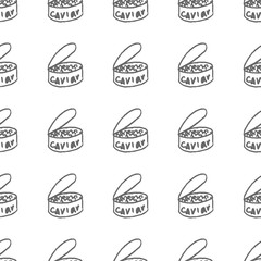 canned caviar vector seamless pattern isolated on white background