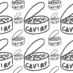 canned caviar vector seamless pattern isolated on white background
