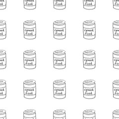 canned food vector seamless pattern isolated on white background
