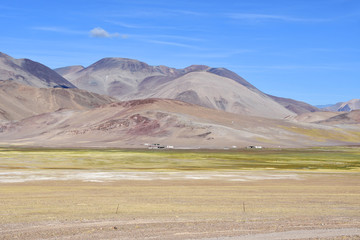 In the footsteps of Roerich's expedition. Beautiful colorful mountains in Tibet in summer , China