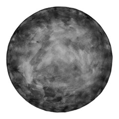 Gray empty circle watercolor shape with paint texture isolated on white background. Abstract blank round form aquarelle backdrop created in handmade technique.