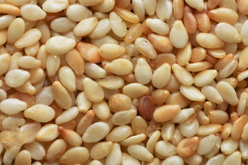 Closeup of lots of sesame seeds for background