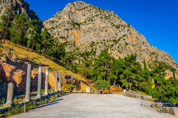 Ruins of ancient Delphi in Greece