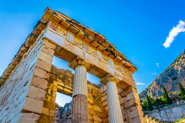 Athenian treasury at the ancient delphi site in Greece