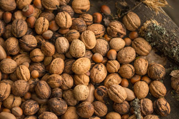 Nuts mix, healthy and beneficial food  walnuts