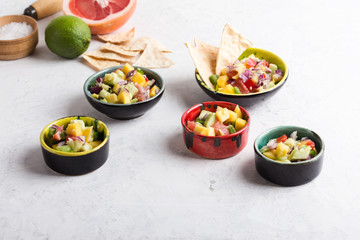Mango avocado salsa with grapefruit and hot chili pepper