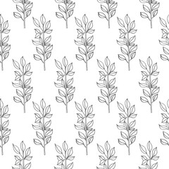branch with leaves vector seamless pattern isolated on white background