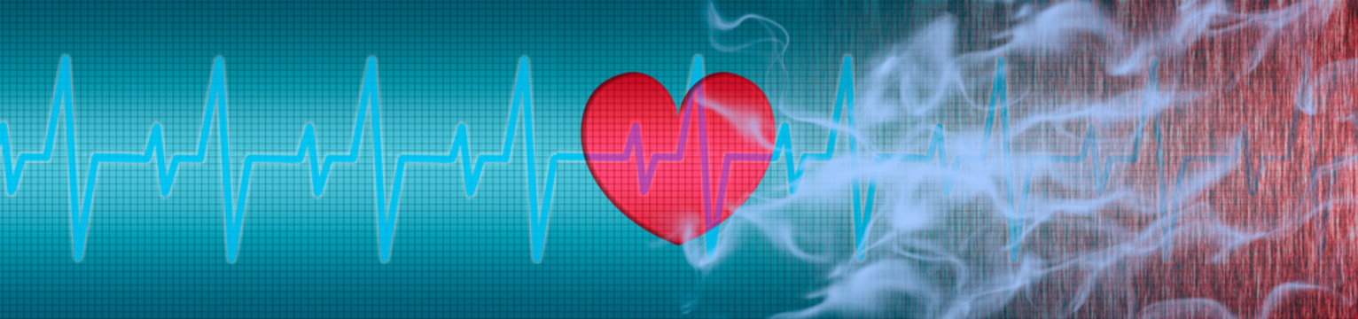 EKG, Herz, Zigarettenrauch macht krank