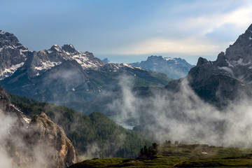 Spring mountains panorama of Italian Alps. Dolomites.