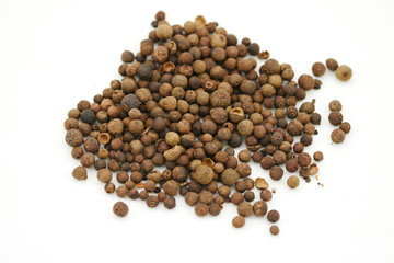 Coriander seeds on porcelain plate