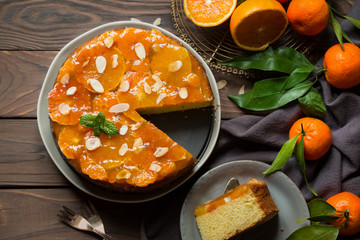 Cake with oranges  and almonds.