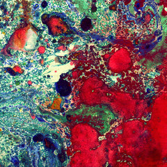 Fototapety  Wspaniałe teksturowane obrazy starego marmurkowego papieru. Streszczenie tło grunge z oryginalnym efektem marmuru. Kolory czerwony i zielony.