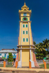 BAGO, MYANMAR - DECEMBER 10, 2016: Clock tower in Bago town.