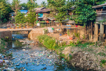 Fototapeta na wymiar Small houses in Bago, Myanmar