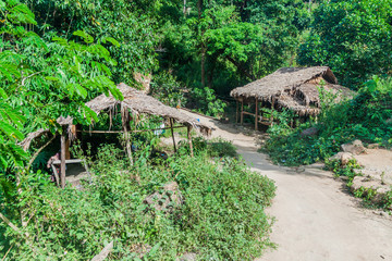 Small snack stalls at the hiking trail to Mt Kyaiktiyo (Golden Rock), Myanmar