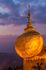 Golden Rock (Kyaiktiyo Pagoda) during sunset, Myanmar
