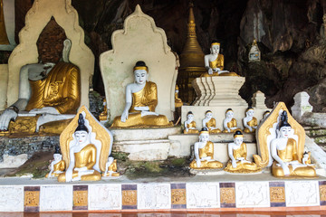 Buddha statues in Yathaypyan cave near Hpa An, Myanmar