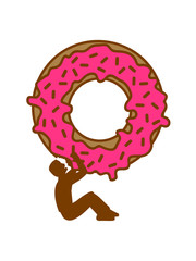 riesiger donut großer monster gigantisch essen hunger lecker dick fett diät comic cartoon süßigkeit gebäck ring rund naschen sünde ungesund fressen bäcker clipart