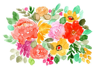 beautiful floral arrangement watercolor background