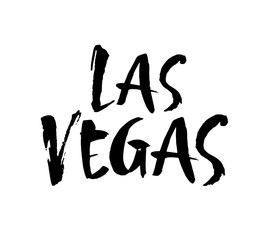 Las Vegas hand-lettering ink calligraphy. Hand drawn brush calligraphy. City lettering design. Vector illustration