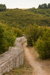 Thracian fortress. National historical and archaeological reserve. The Madara Rider or Madara Horseman. Tourist places in Europe. Landscapes of Bulgaria. The Balkan Mountains. World Heritage Site.